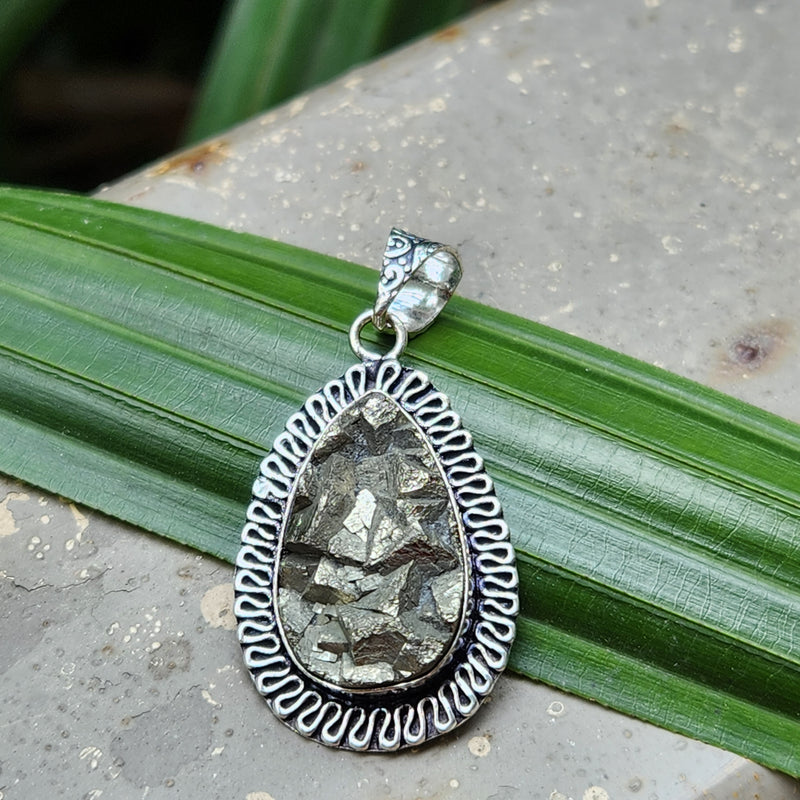 Certified  Oval Shape Pyrite Pendants for Abundance without Chain