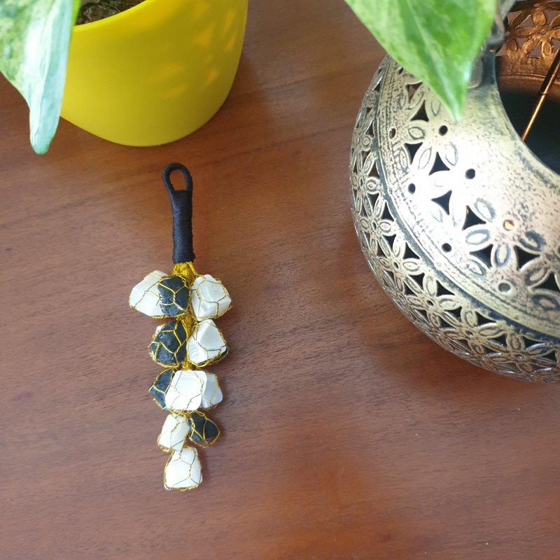 Black Tourmaline & Selenite Door Hanging Nazarbattu (Evil Eye)