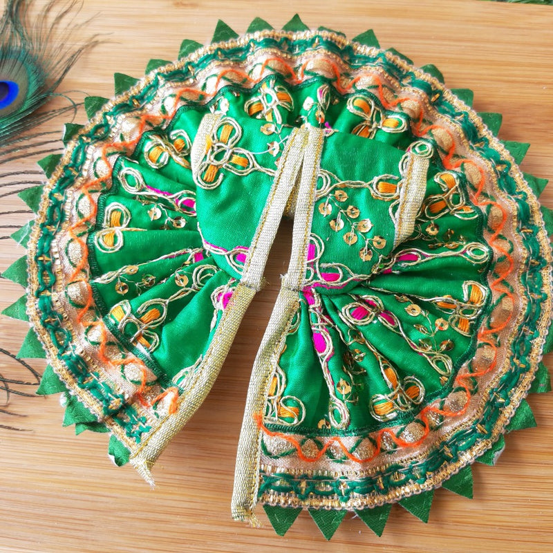 Laddu Gopal Ji Designer Festive Green Poshak Size No.3