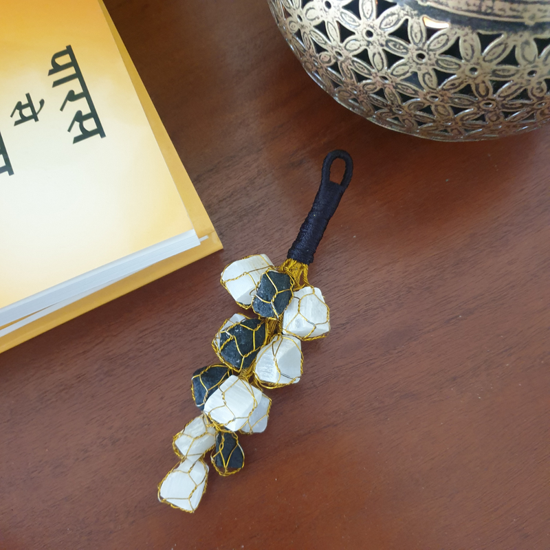 Black Tourmaline & Selenite Door Hanging Nazarbattu (Evil Eye)