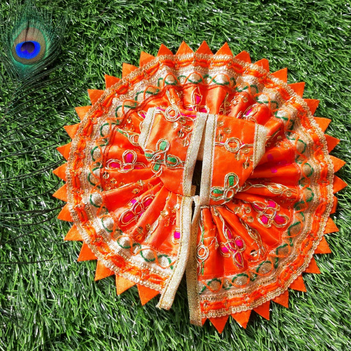 Laddu Gopal Ji Designer Festive Orange Poshak Size No.3