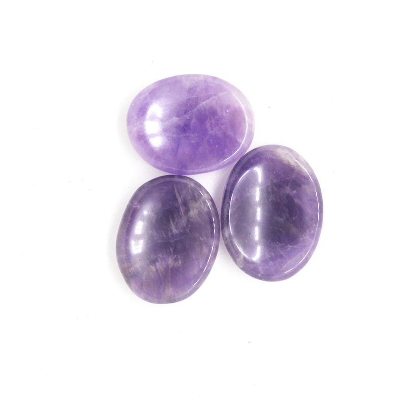 Amethyst Worry Stone Oval shape for Concentration, Stress, Memory, Meditation, Reiki Healing (1 Piece)
