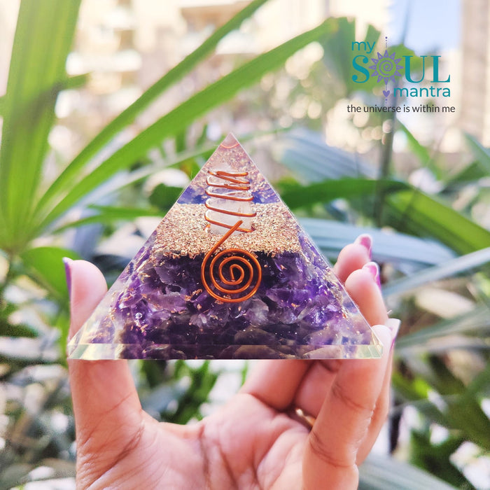 Amethyst Orgone Pyramid for Wisdom and to Overcome Stress