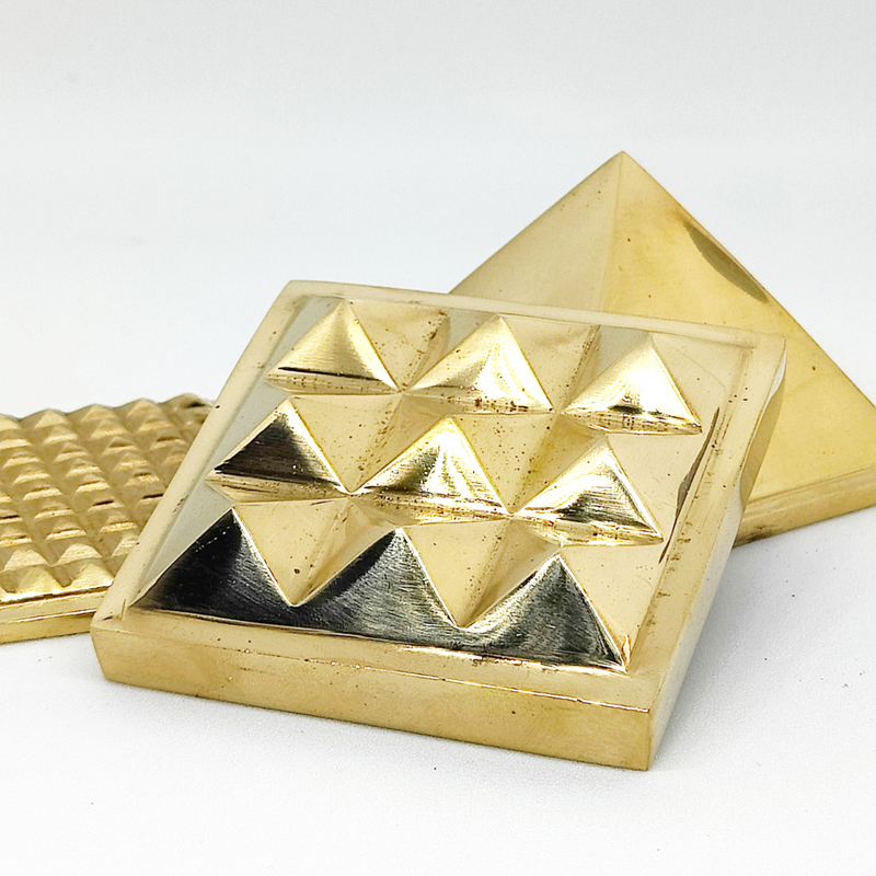 Three Layer Vastu Brass (Peetal) Pyramid with Vastu Devta Yantra for Positive Energy