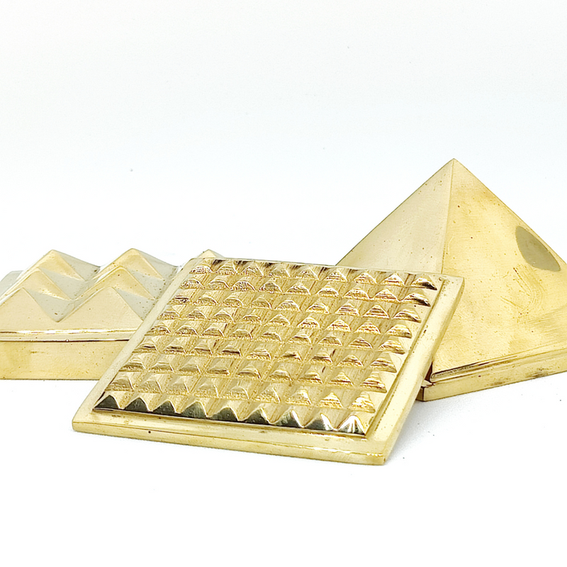 Three Layer Vastu Brass (Peetal) Pyramid with Vastu Devta Yantra for Positive Energy