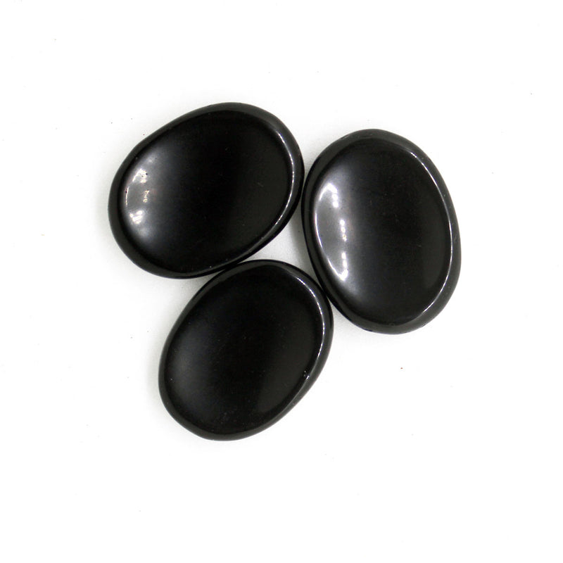 Black Obsidian Worry Stone Oval shape for Protection, Emotional Blockages, Meditation, Reiki Healing (1 Piece)