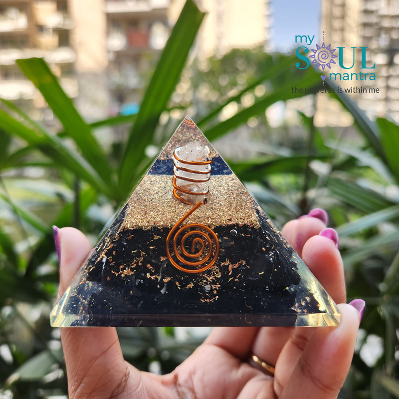 Black Tourmaline Orgone Pyramid for Protection and Aura Balancing