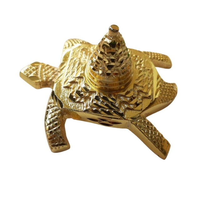 Brass / Peetal Meru Shree Yantra with Tortoise / Turtle Small