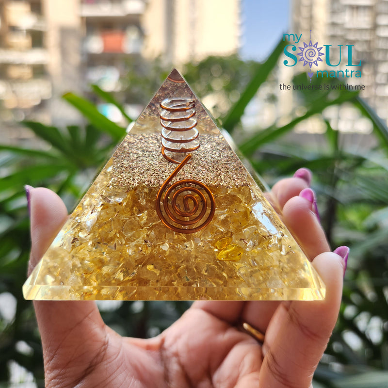 Citrine Orgone Pyramid for Abundance and Emotional Balance