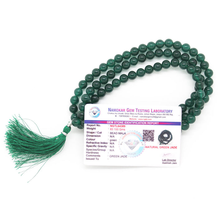 Certified Original Green Jade Stone Rosary Mala