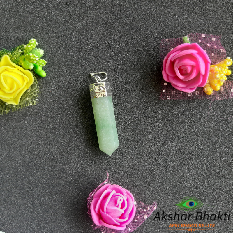Green Aventurine Pencil Pendant for Healing, Abundance and Growth- Design 1