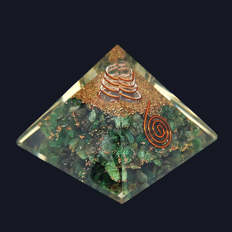 Green Jade Orgone Pyramid for Manifesting Wealth, Vastu & Harmony