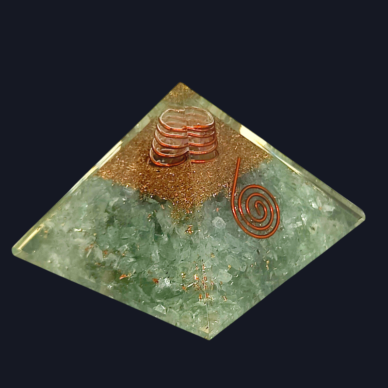 Green Aventurine Orgone Pyramid for Luck, Manifesting Prosperity & Wealth