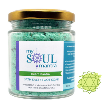 Heart Mantra Bath Salt with Crystal for Heart Chakra (Anahata Chakra)
