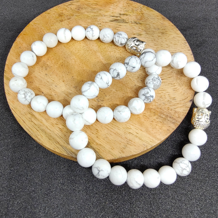 White Howlite Bead Bracelet - Blue Pendulum Jewelries