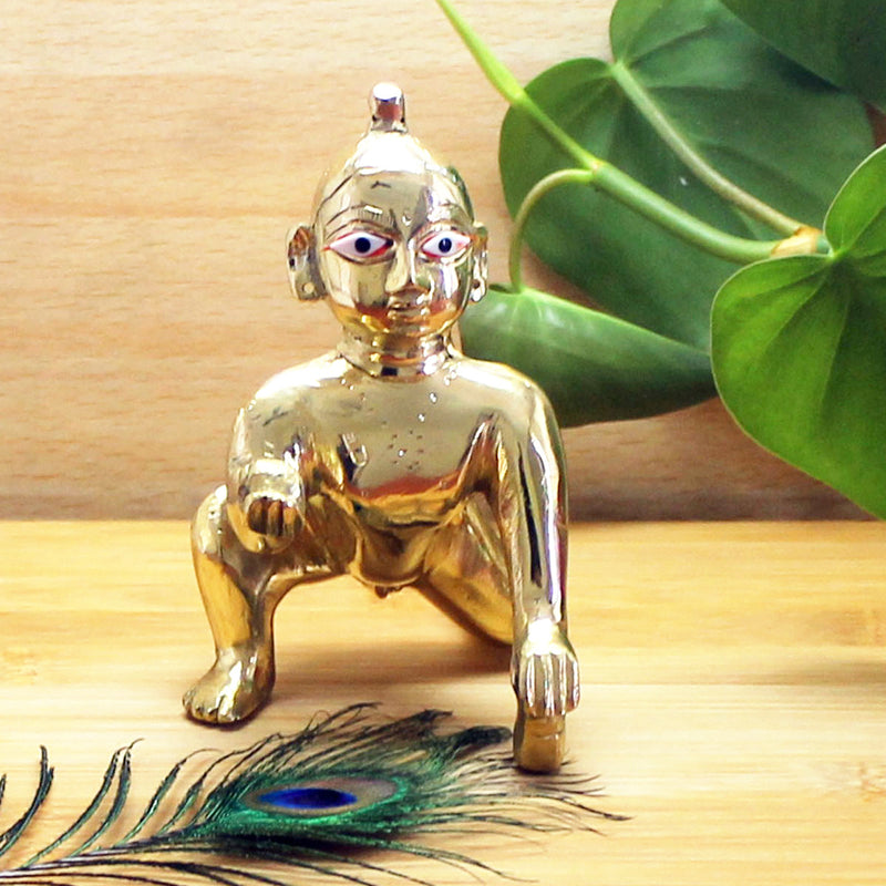 Laddu Gopal Ji / Kanha Ji Brass Idol Size No. 6