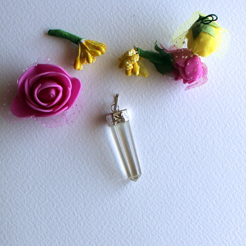 Clear Quartz Pencil Pendant for Manifestation and Healing