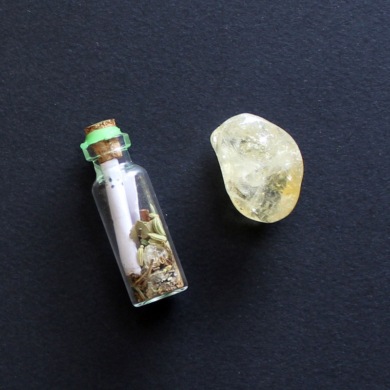 Spell Jar and Crystal Combo for Money and Wealth