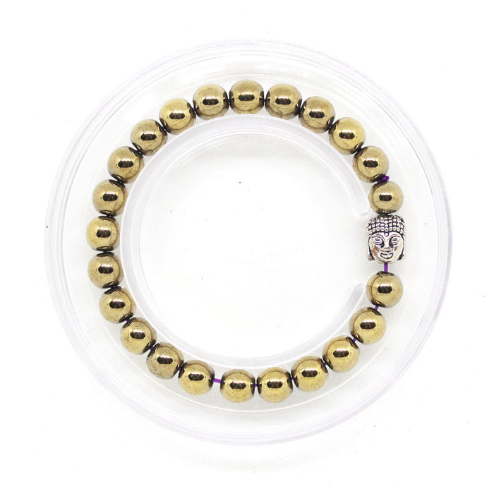 Certified & Energised Golden Polished Pyrite Bracelet for Prosperity and Warding off Negativity