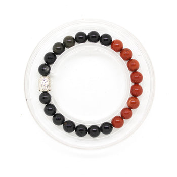 Certified & Energised Red Jasper, Black Tourmaline and Black Obsidian Bracelet for Root Chakra