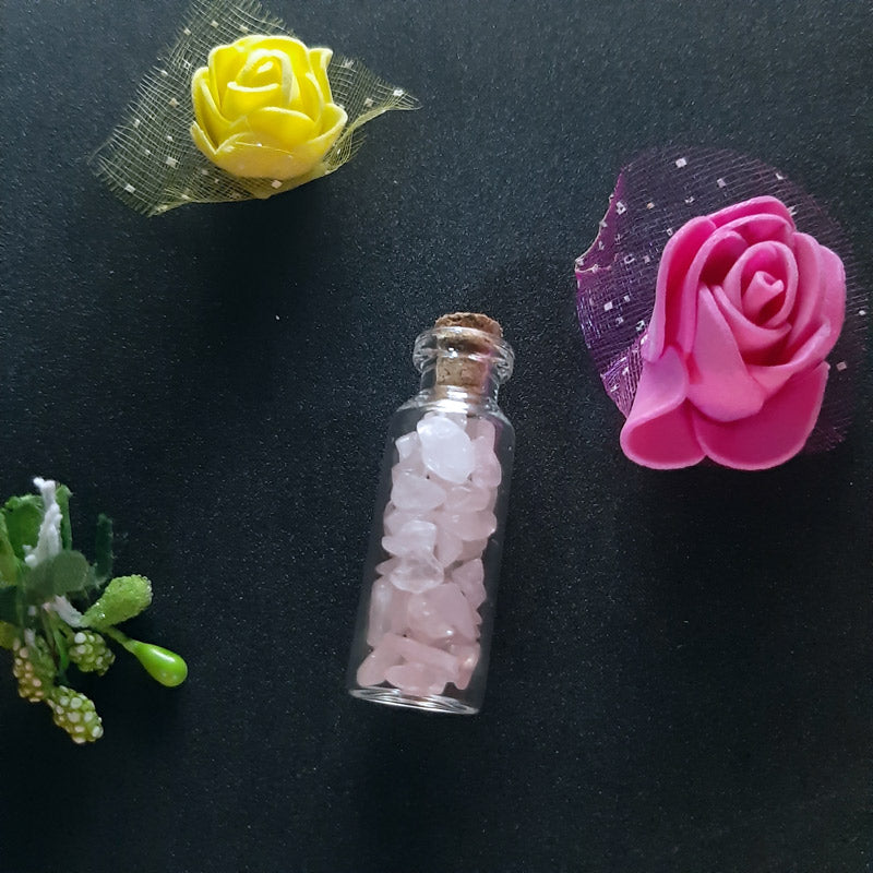 Rose Quartz Chips Crystal Bottle
