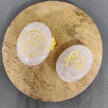 Rose Quartz Stone with Grabovi Number & Zibu Symbol to Attract love & Harmony ( 1 piece)