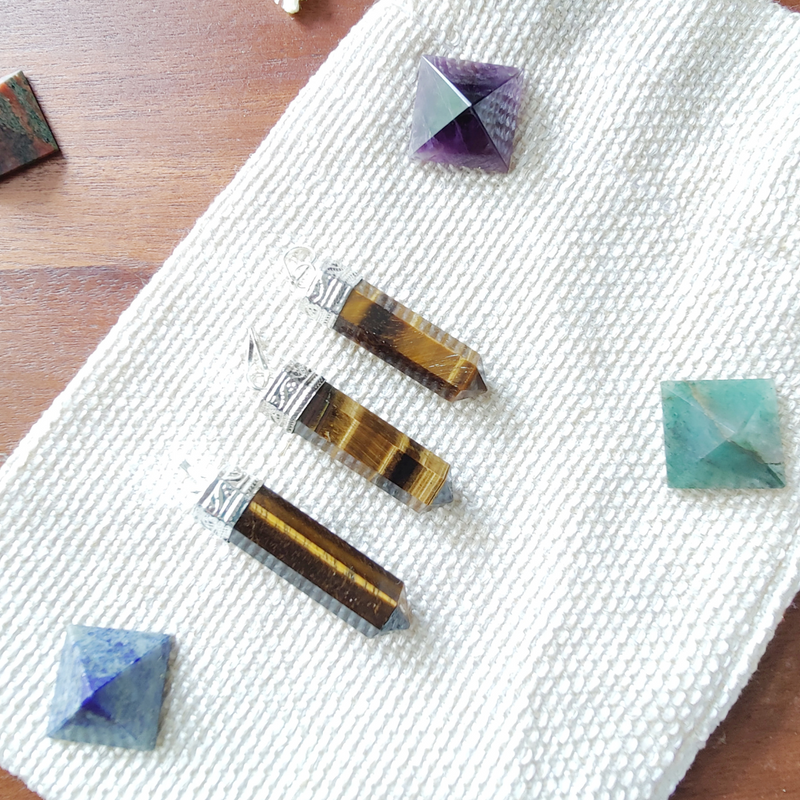 Tiger Eye Pencil Pendant for Protection, Creativity and Balance - Design 1