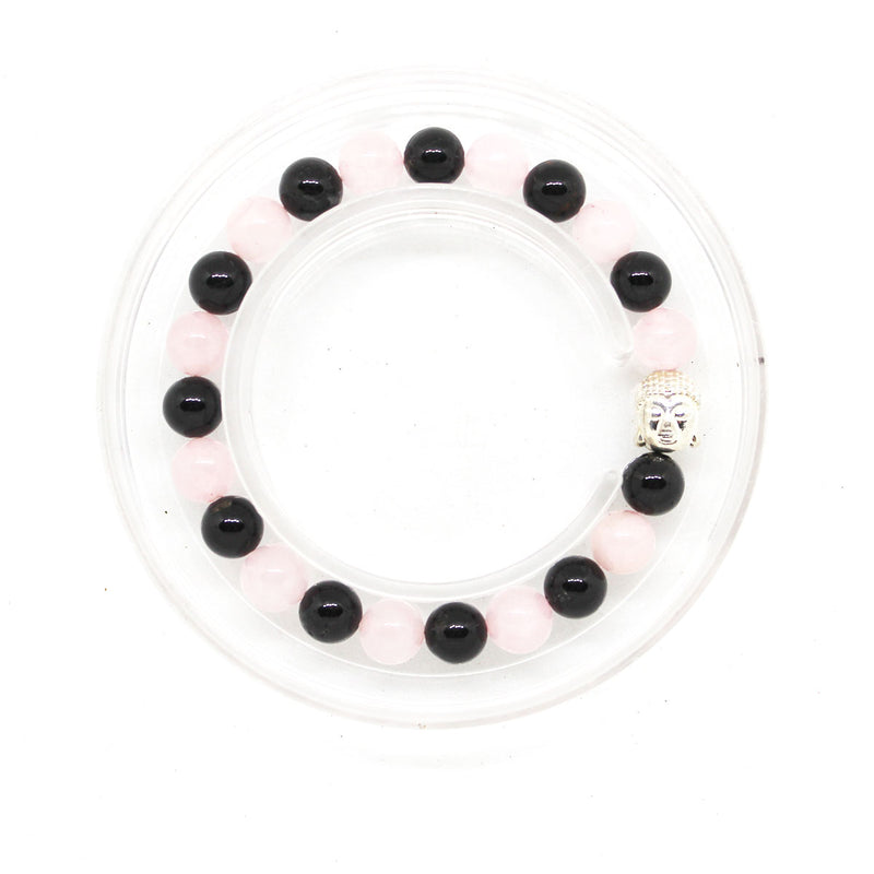 Rose Quartz and Black Tourmaline Bracelet