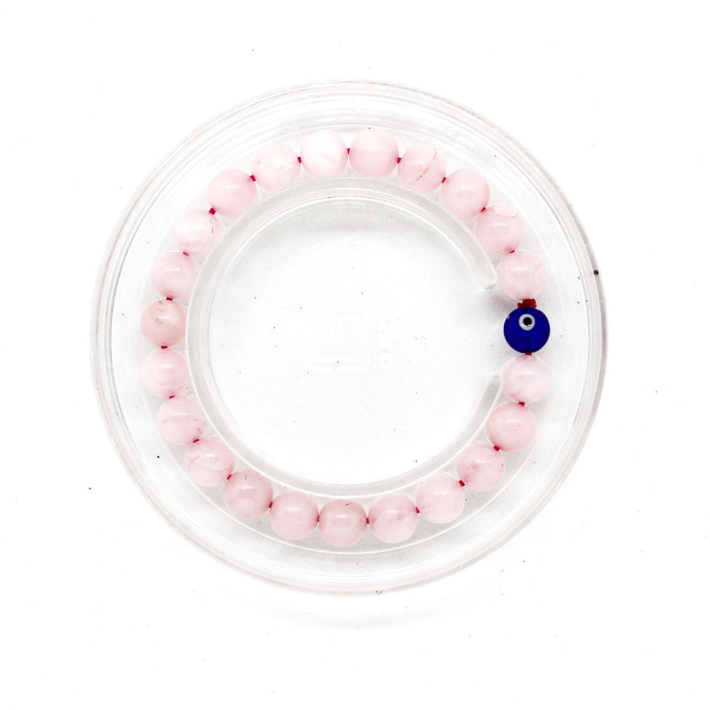 Rose Quartz Bracelet with Evil Eye