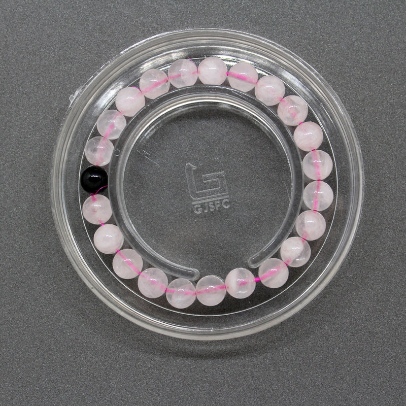 Rose Quartz + 1 Bead Black Tourmaline Bracelet