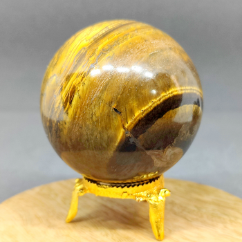 Tiger Eye Crystal Ball Sphere for Protection, Creativity and Balance with Stand
