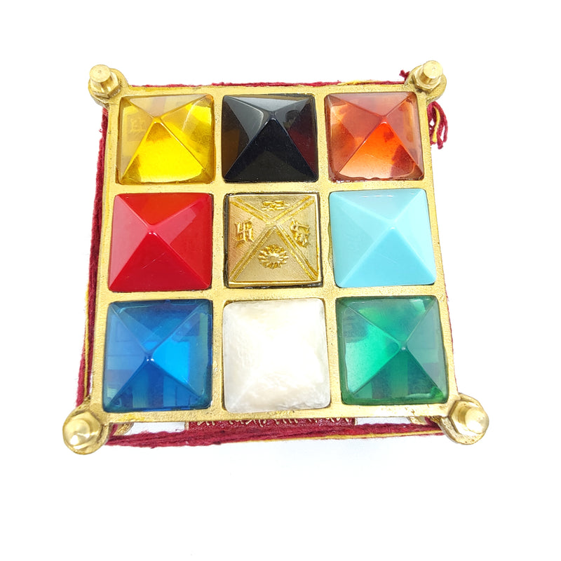 Navgrah Yantra Chowki in Brass (Peetal)