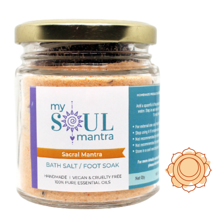 Sacral Mantra Bath Salt with Crystal for Sacral Chakra (Svadhishthana Chakra)